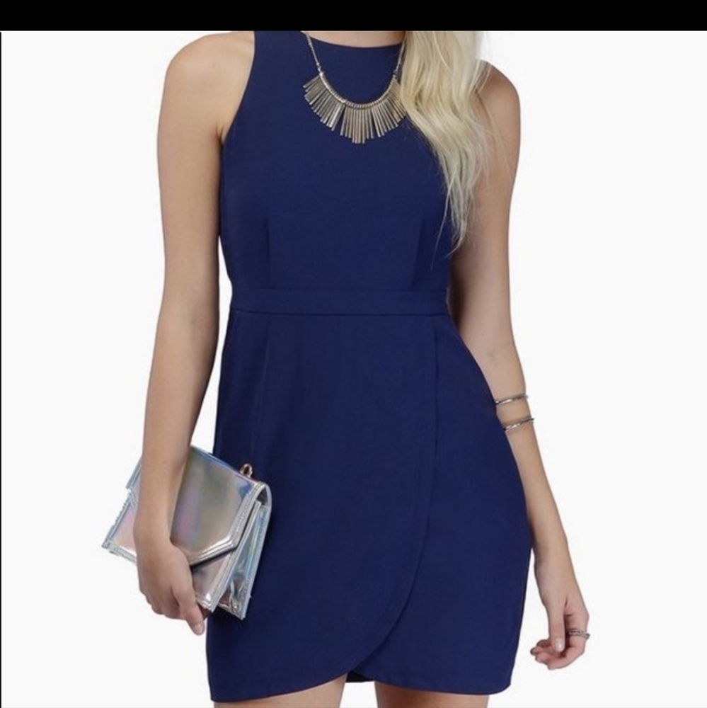 Tobi Navy Blue Tulip Mini Dress Small